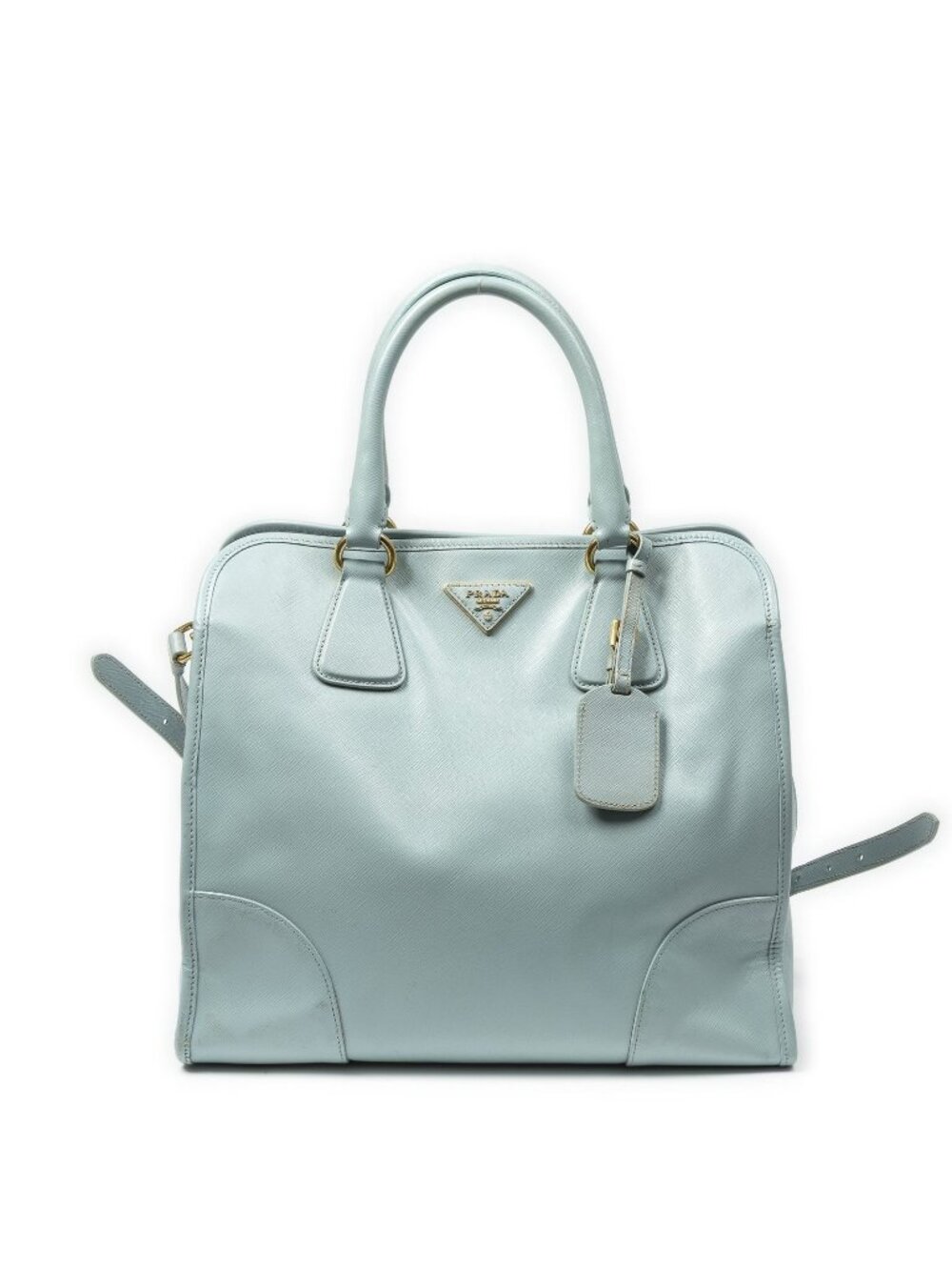 Prada Convertible Open Tote Light Blue Saffiano Leather